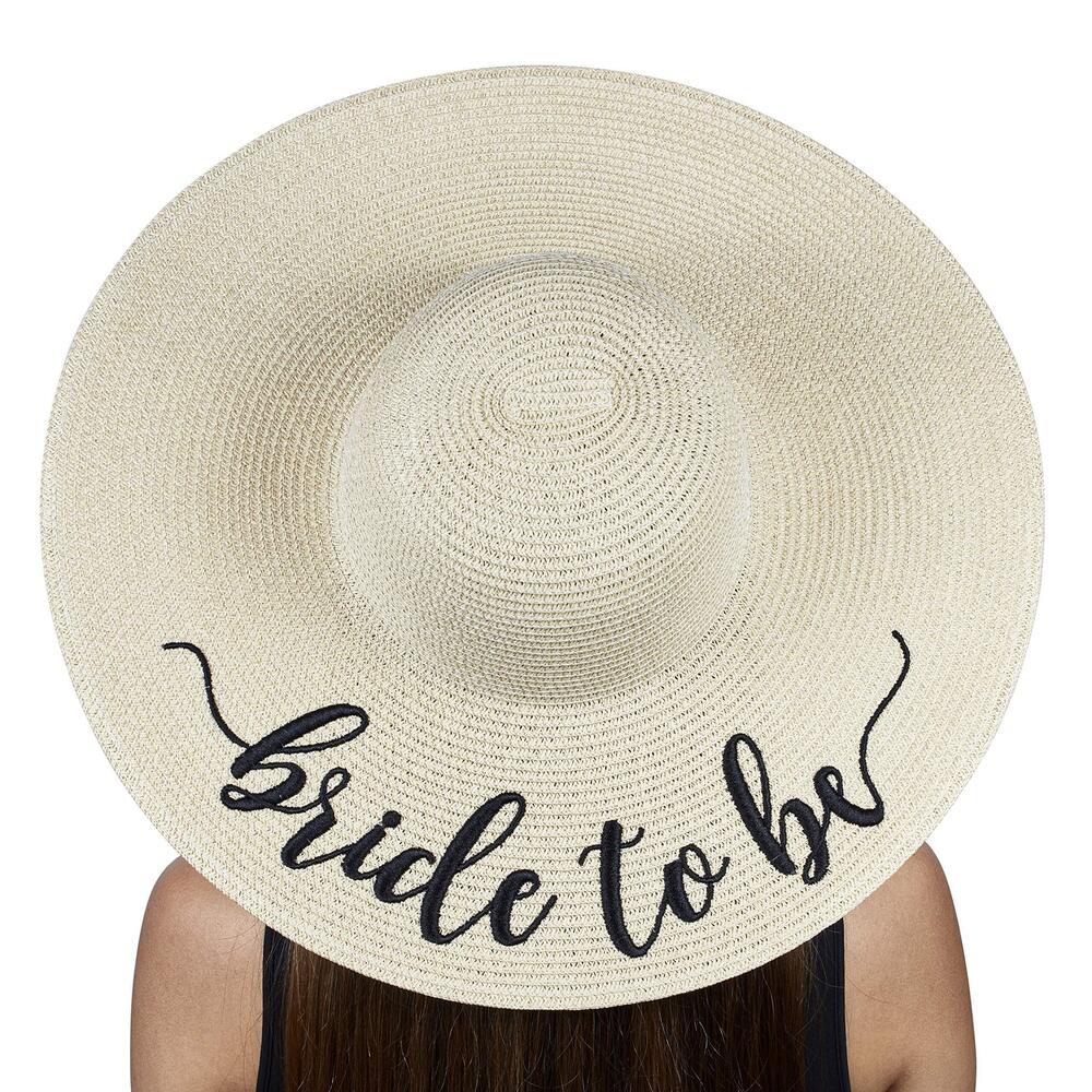 8442 Embroidered Straw Sun Hat Bridal Shower Bachelorette Honeymoon Gift